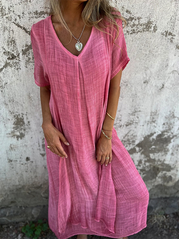 Eloise | Loose V-Neck Flowing Dress